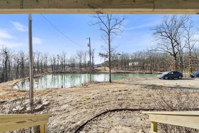 view of yard with a water view