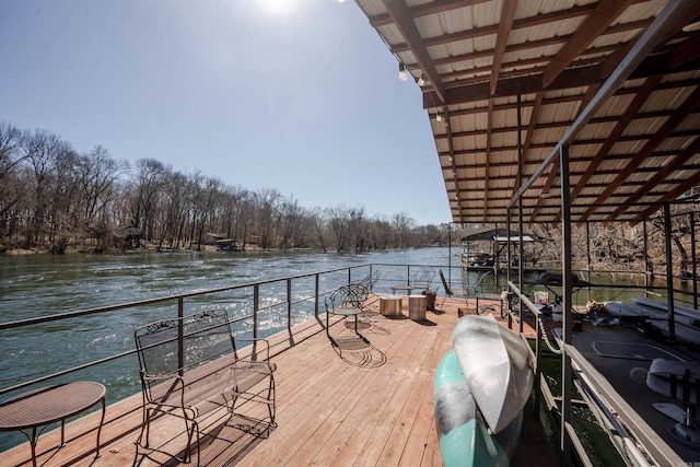 dock area with a water view