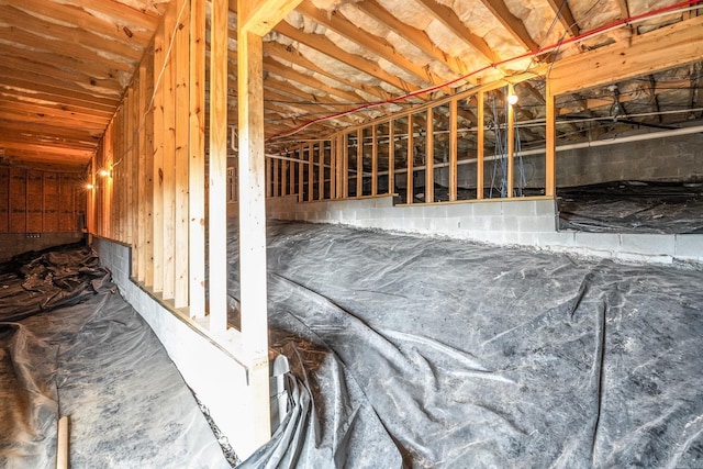 interior space featuring vaulted ceiling