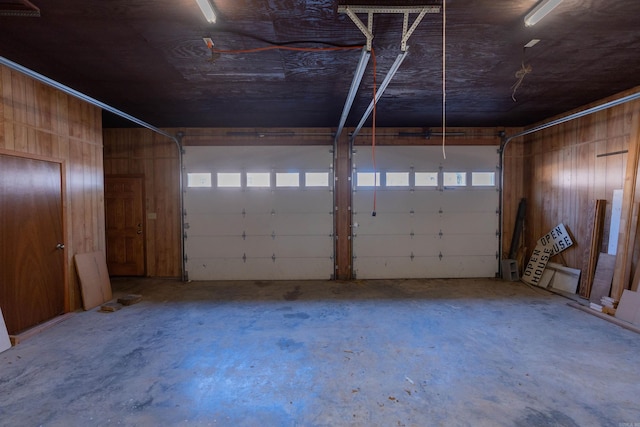 garage with wooden walls