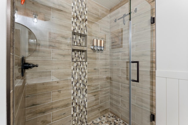 bathroom with a stall shower