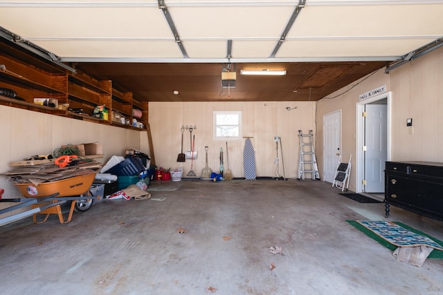 garage with a garage door opener