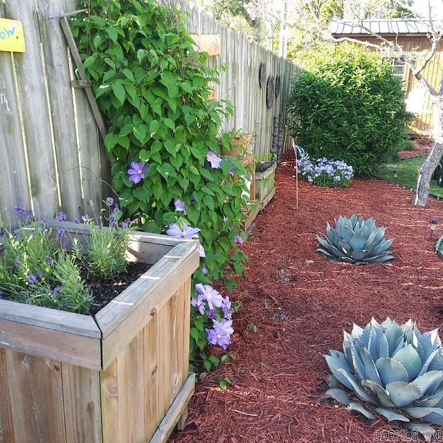 view of yard featuring a garden and a fenced backyard