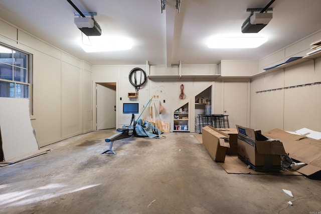 garage with a garage door opener