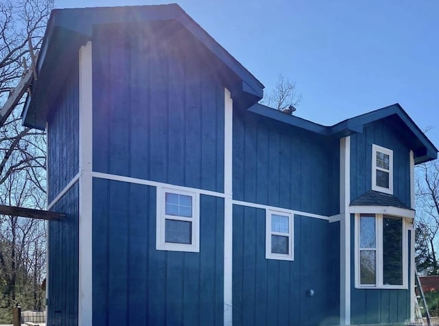 view of home's exterior with board and batten siding