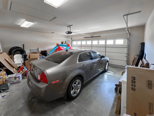 garage with a garage door opener