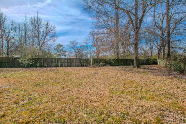 view of yard featuring a fenced backyard