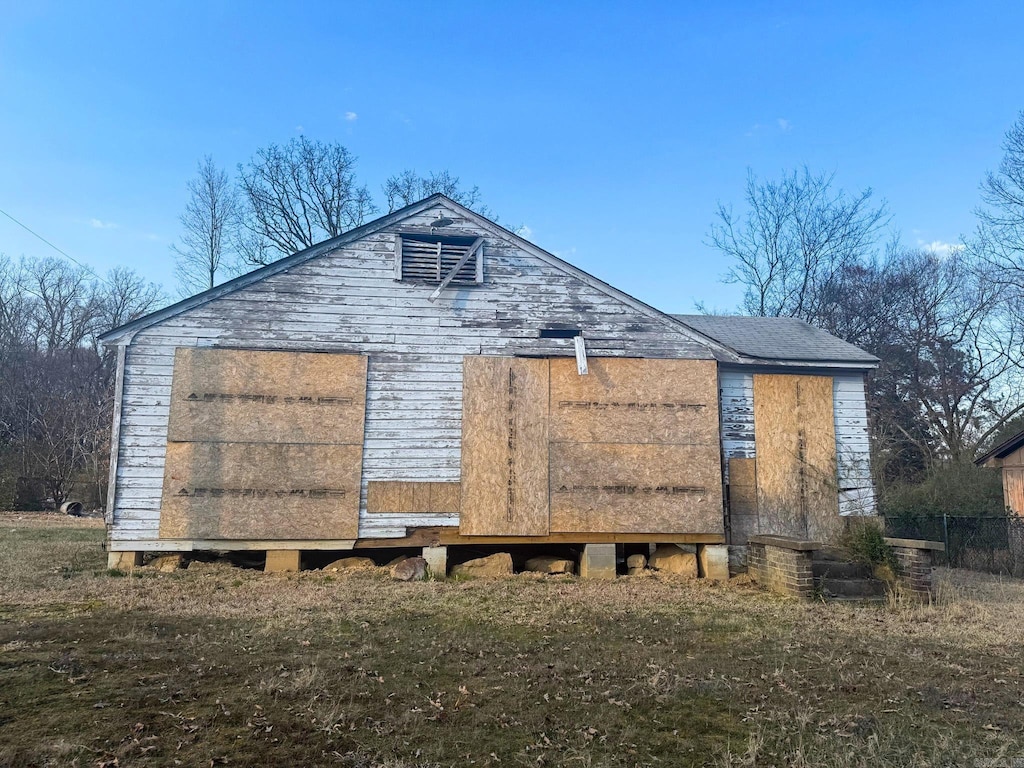 exterior space with a garage