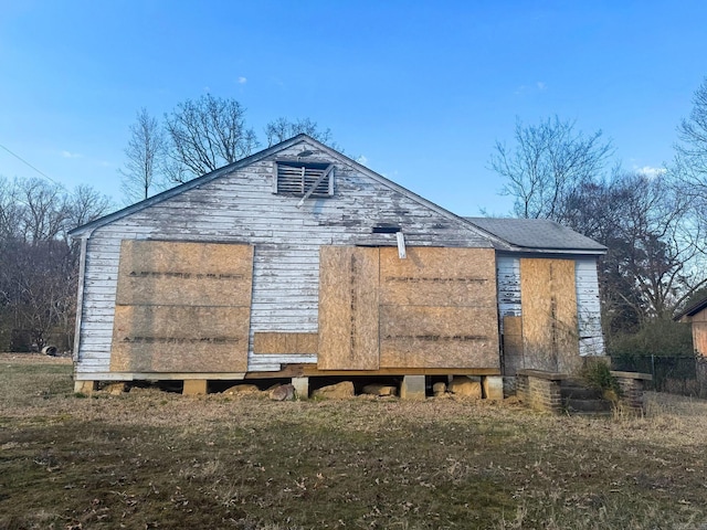 exterior space with a garage