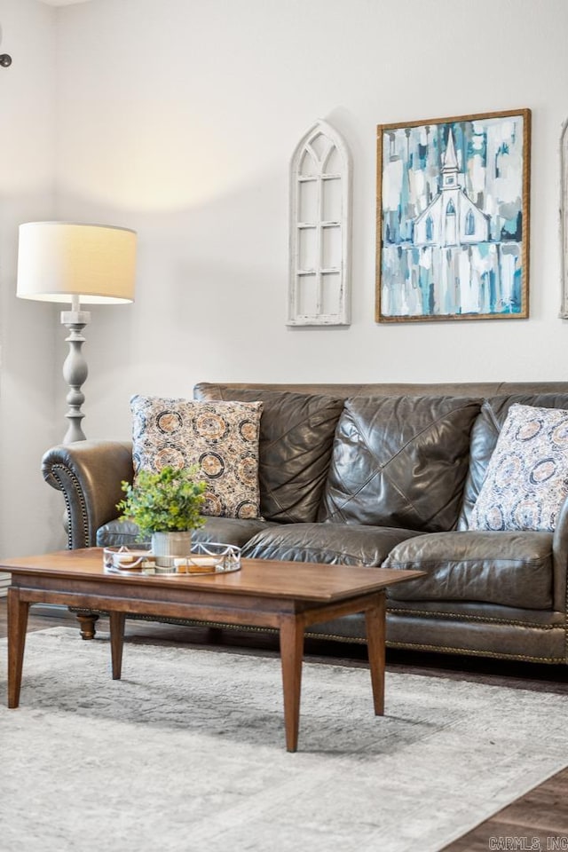 living room with wood finished floors