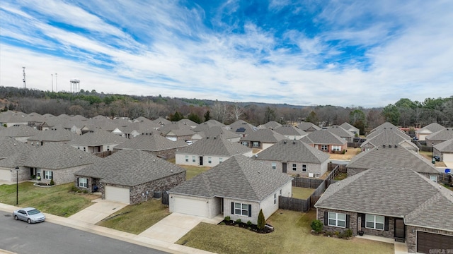 aerial view with a residential view