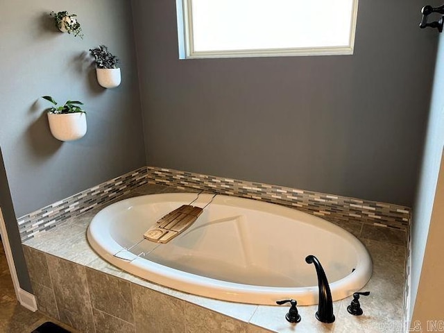 full bathroom with a garden tub