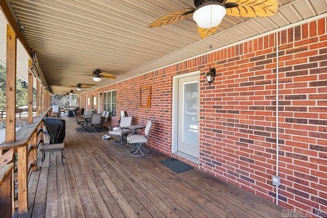 deck featuring a ceiling fan