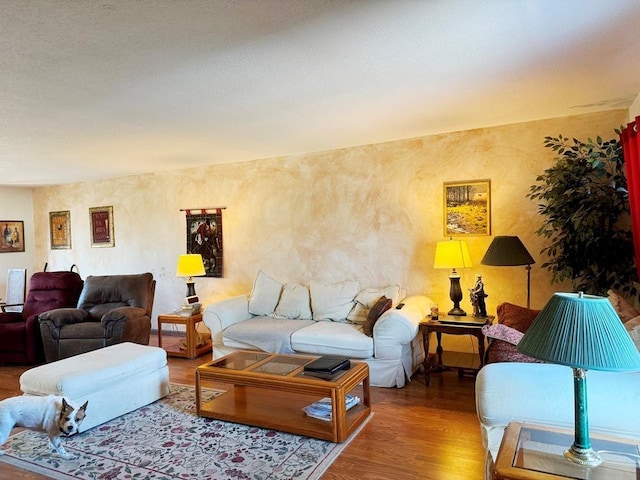 living area with wood finished floors