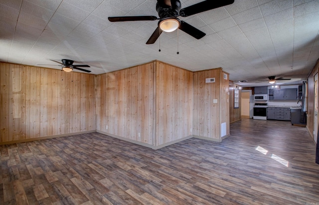 1612 Ridge Rd, El Paso, AR 72045 - unfurnished room with wood walls, baseboards, dark wood finished floors, and a sink