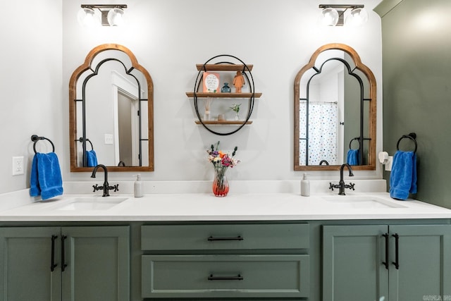 bathroom with a sink and double vanity