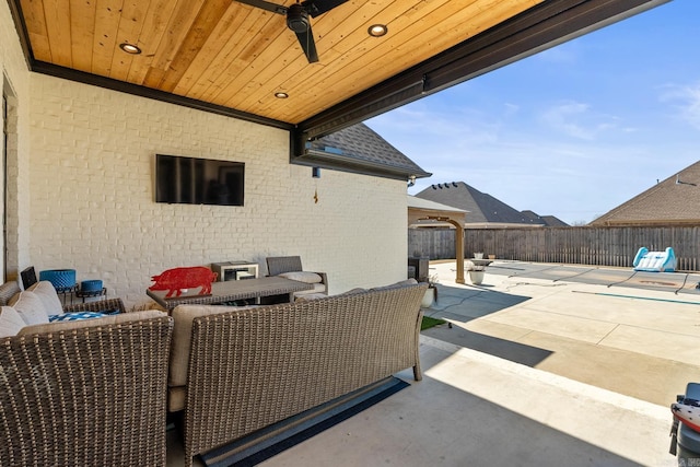 view of patio featuring a fenced backyard