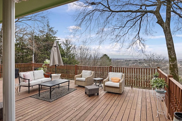 deck with an outdoor hangout area