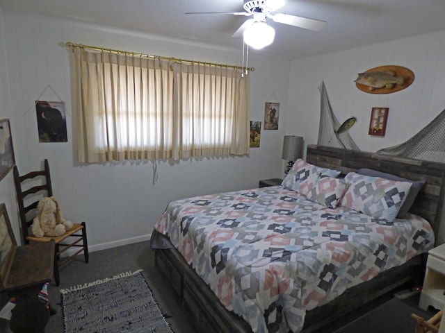 bedroom featuring carpet floors and a ceiling fan