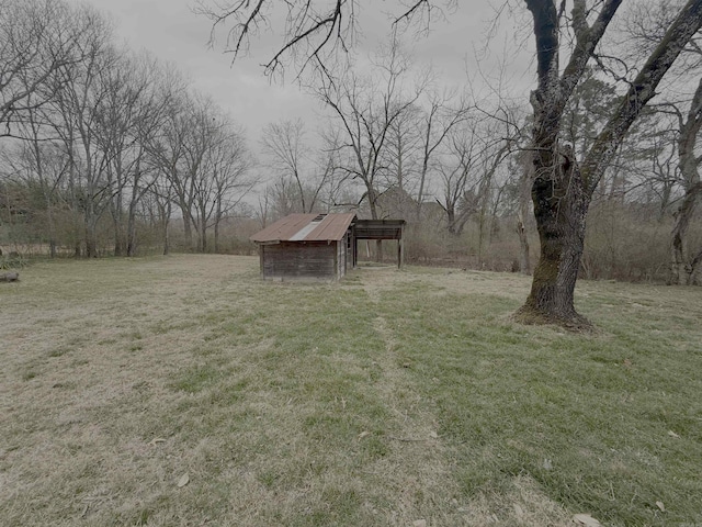 view of yard featuring an outbuilding and an outdoor structure