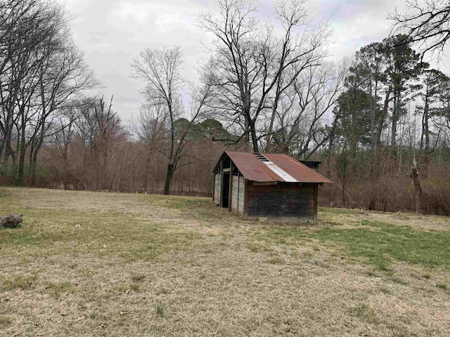 view of yard featuring an outbuilding