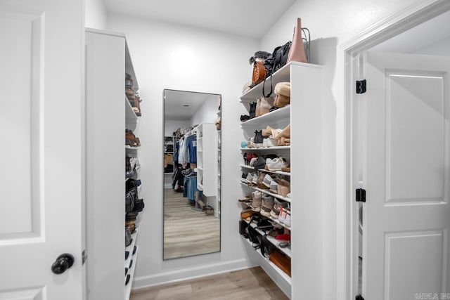 spacious closet featuring light wood-type flooring