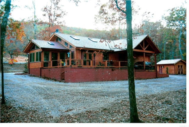 exterior space with an outbuilding