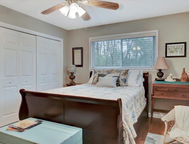 121 Chappel Hill Rd, Hot Springs, AR 71913 - bedroom featuring a closet, wood finished floors, and a ceiling fan