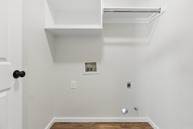 laundry room featuring gas dryer hookup, hookup for a washing machine, hookup for an electric dryer, laundry area, and baseboards