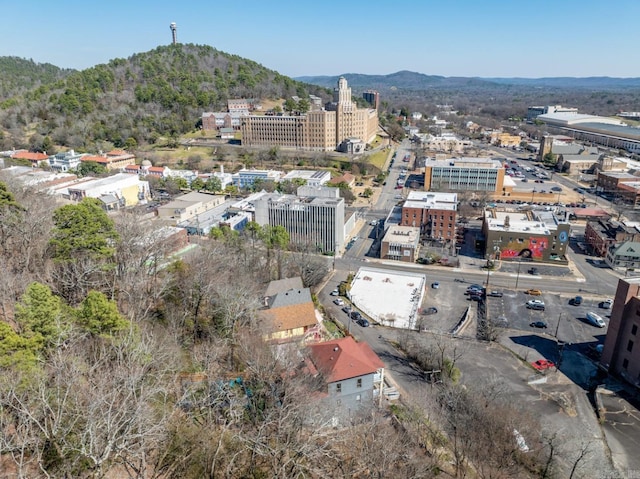 bird's eye view featuring a view of city and a mountain view