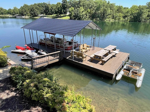 view of dock featuring a water view