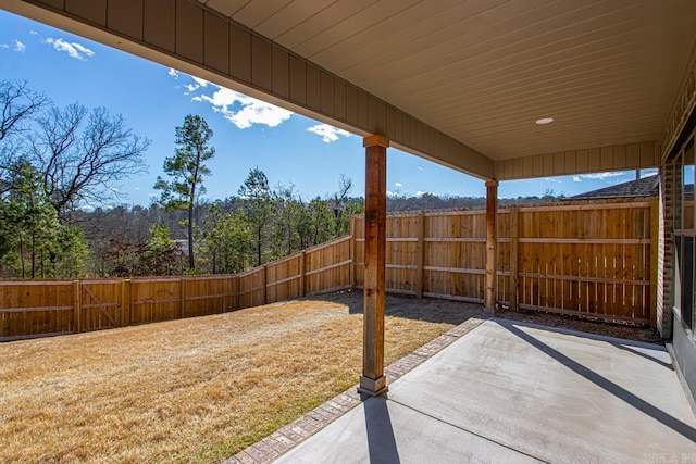 view of patio featuring a fenced backyard