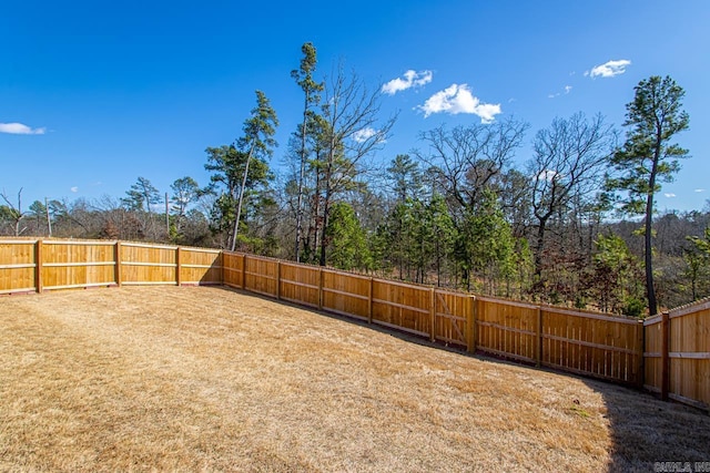 view of yard featuring a fenced backyard