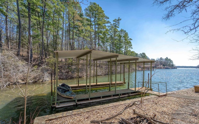 dock area featuring a water view