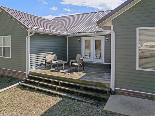 wooden deck with french doors