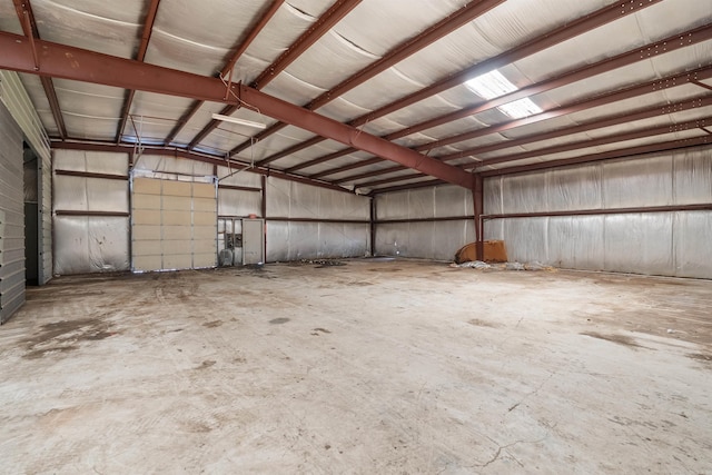 garage with metal wall