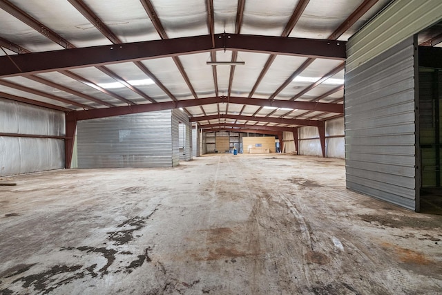 garage with metal wall