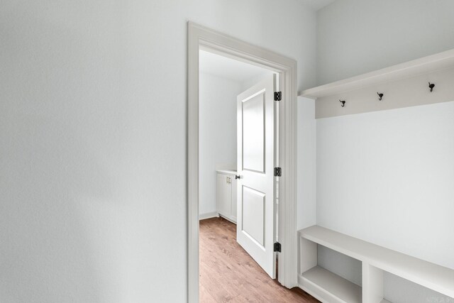mudroom featuring light wood finished floors
