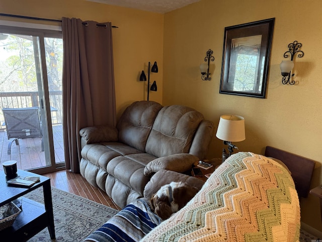 living area featuring wood finished floors