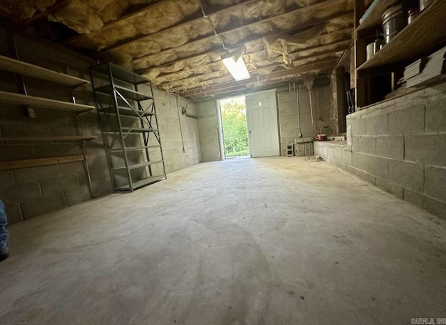 basement featuring concrete block wall