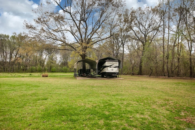 view of yard featuring a detached carport