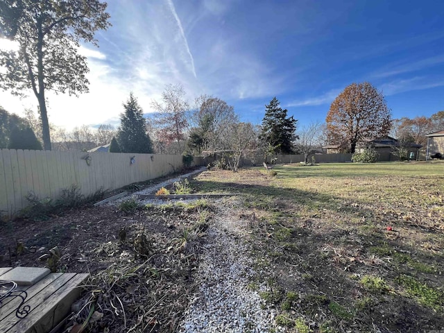 view of yard featuring a fenced backyard