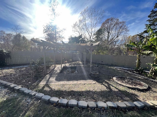 view of yard featuring a fenced backyard and a patio