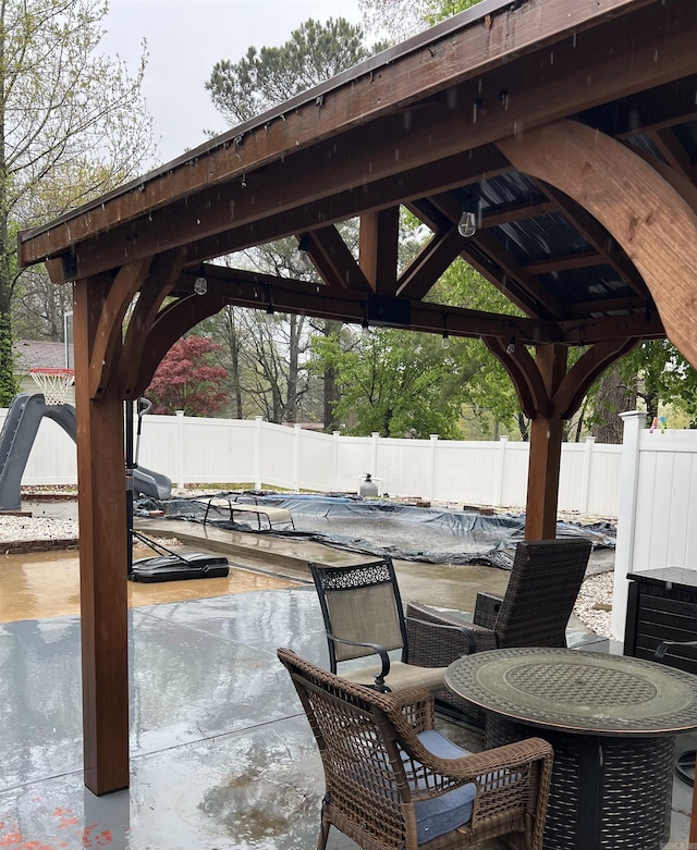 view of patio / terrace with a fenced backyard and a swimming pool