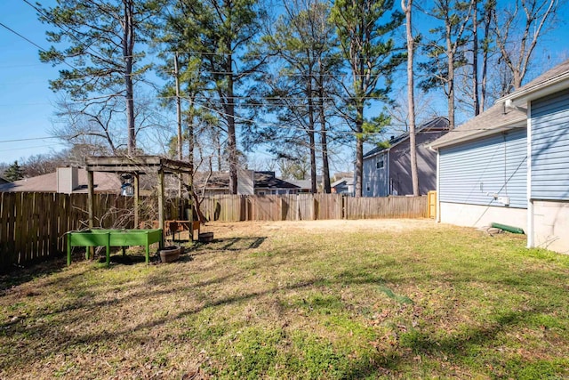 view of yard featuring a fenced backyard