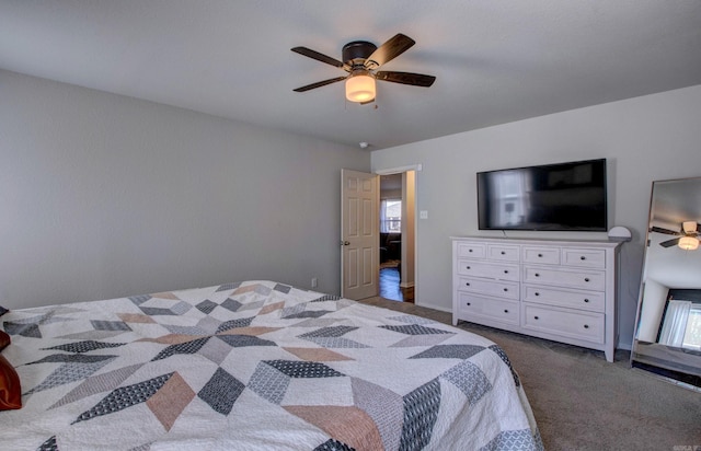 bedroom with carpet floors and ceiling fan