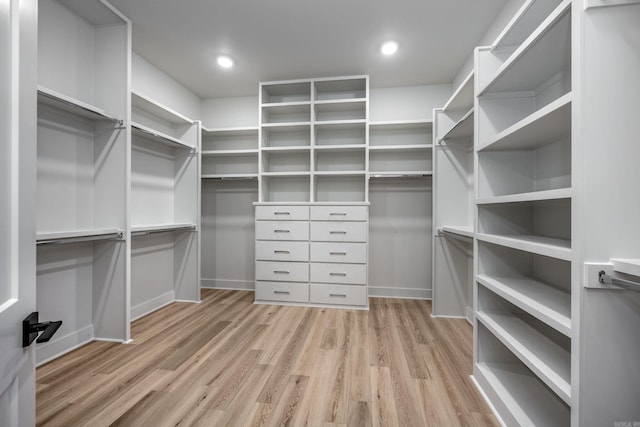 spacious closet with light wood-style flooring