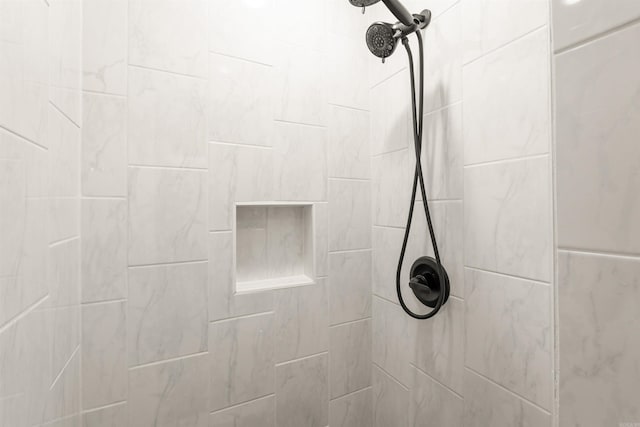 interior details featuring tiled shower