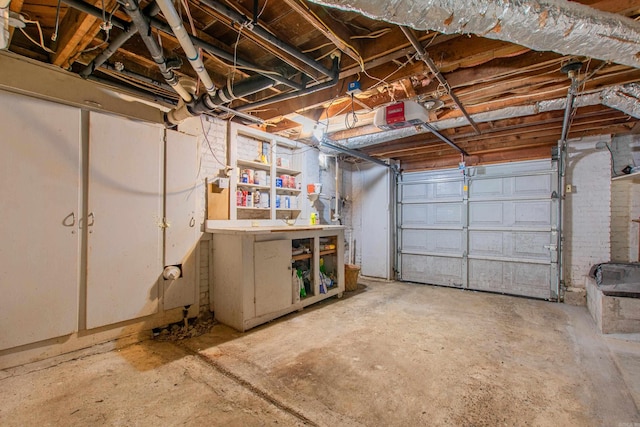 garage with a garage door opener