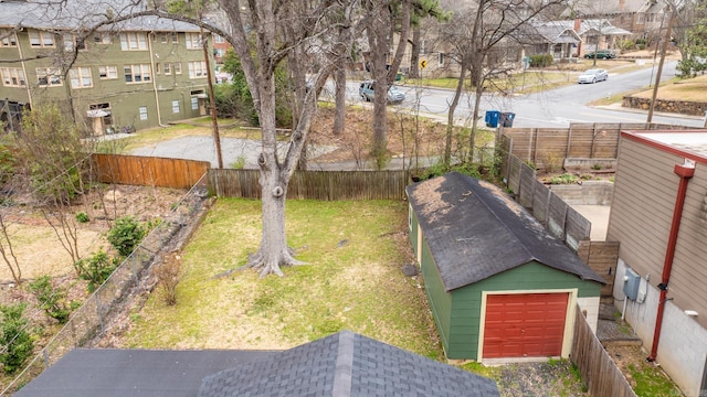 birds eye view of property with a residential view